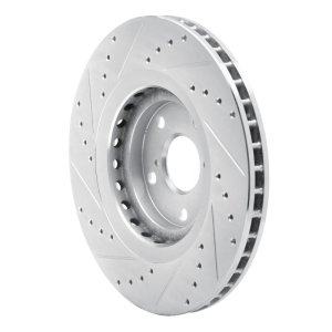 Lexus NX200T Brake Rotor (1) - Front Right - R1 Concepts - Drilled & Slotted - Silver - `08-`21